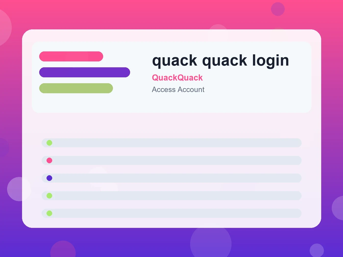 QuackQuack quack quack login guide visual