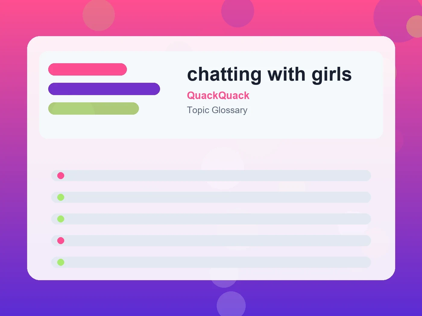 QuackQuack chatting with girls guide visual